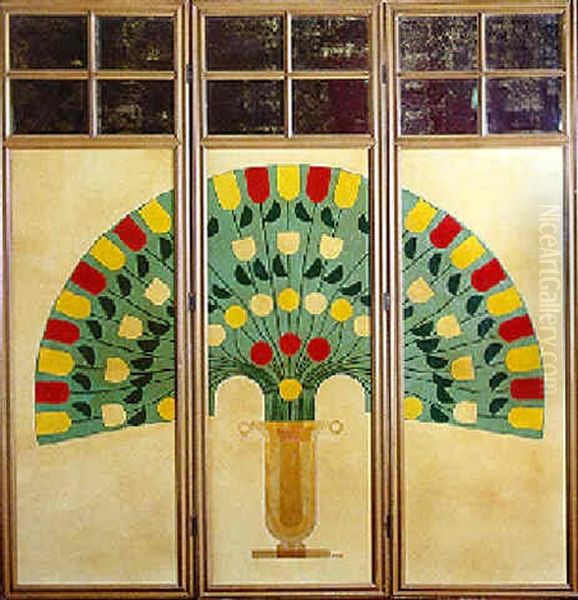 Vase Au Bouquet De Tulipes En Eventail Oil Painting by Kolo Moser