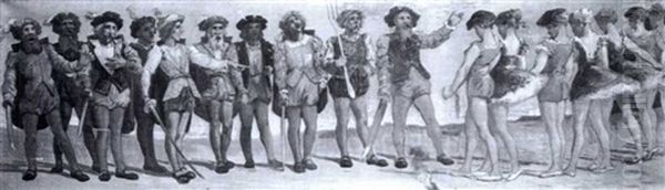 Le Char De La Lyre, Carnaval De Nice Oil Painting by Alexis Mossa