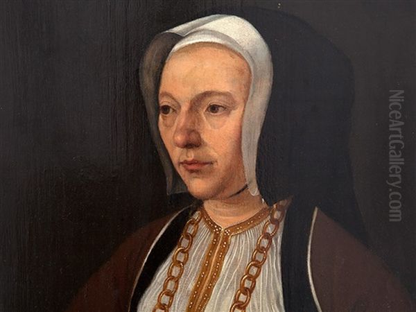 Bust Length Portrait Of A Lady Oil Painting by Jan Mostaert