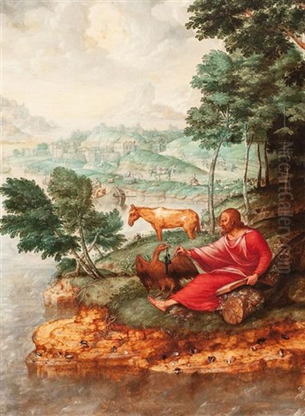 San Juan Evangelista En Patmos Oil Painting by Jan Mostaert