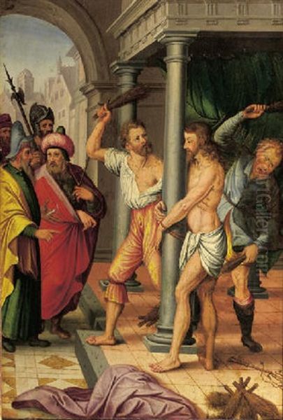 The Flagellation Oil Painting by Jan Mostaert