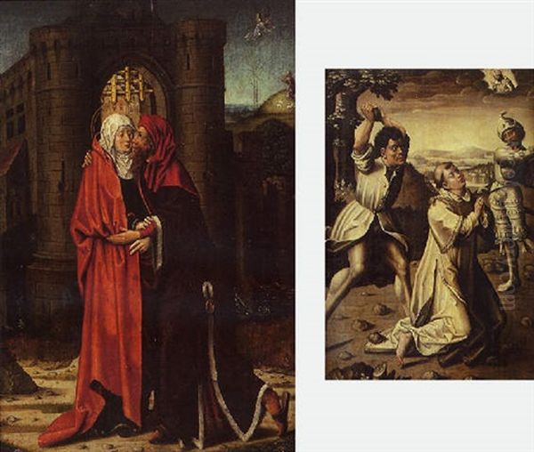 La Rencontre Devant La Porte Doree Oil Painting by Jan Mostaert