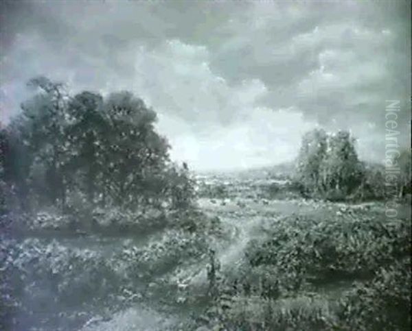 Pastoral Landscape Oil Painting by George William Mote