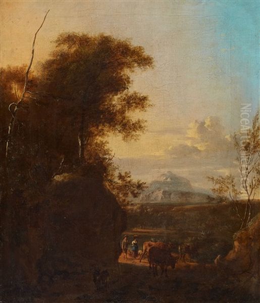 Southern Landscape With Cattle Oil Painting by Frederick De Moucheron