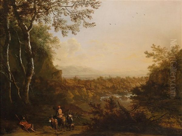 Sudliche Gebirgslandschaft Mit Bauerlicher Staffage Oil Painting by Frederick De Moucheron