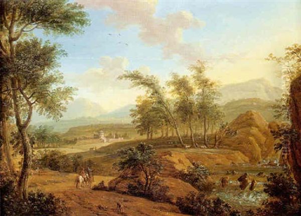 Paysage De La Campagne Italienne Au Terrent Oil Painting by Frederick De Moucheron