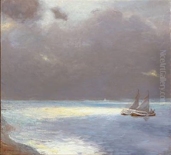 Taaget Efteraarsmorgen. Isefjord Oil Painting by Christian Vilhelm Mourier-Petersen