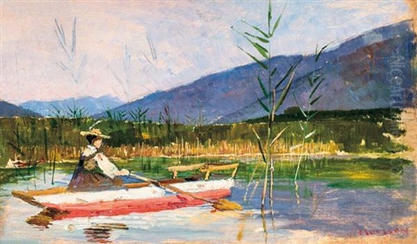 Boating Oil Painting by Tivadar Jozef Mousson