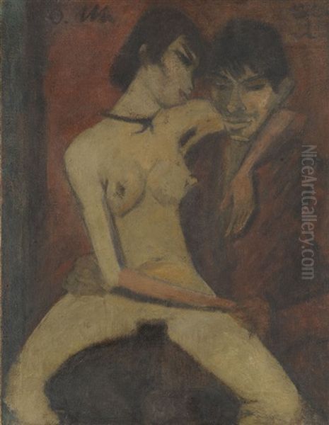 Liebespaar (selbstbildnis Mit Irene Altmann) Oil Painting by Otto Mueller