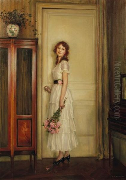 Jeune Femme Dans Un Interieur (jeunesse) Oil Painting by Jules Alexis Muenier