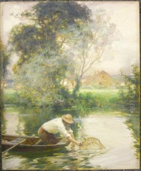 Le Pecheur D'anguilles Oil Painting by Jules Alexis Muenier