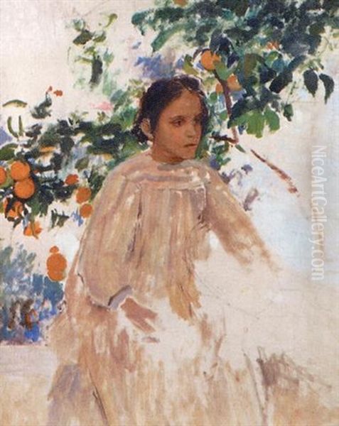 Fillette Aux Fruits Oil Painting by Jules Alexis Muenier