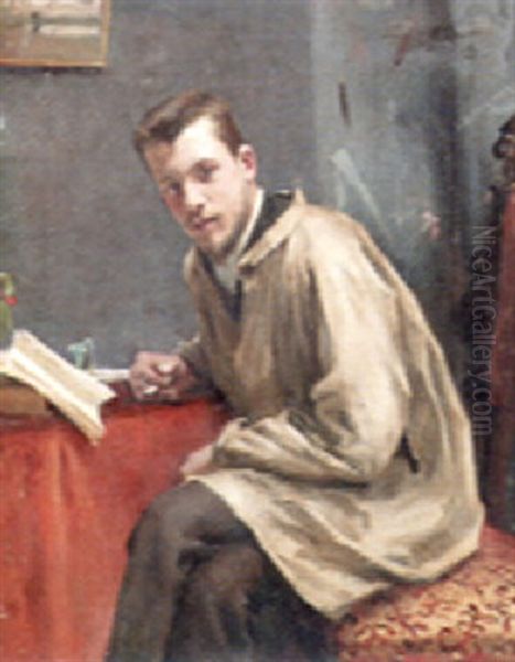 In The Artist's Studio Oil Painting by Jules Alexis Muenier