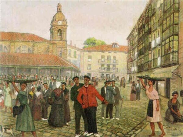 Plaza De Vizaya Oil Painting by Nicolas de Mugica