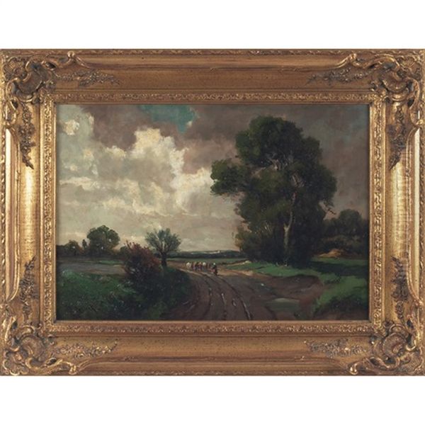 Country Road Oil Painting by Josef Muehlbeck