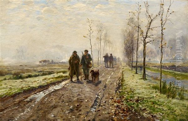 Aufbruch Zur Jagd Oil Painting by Hugo Muehlig