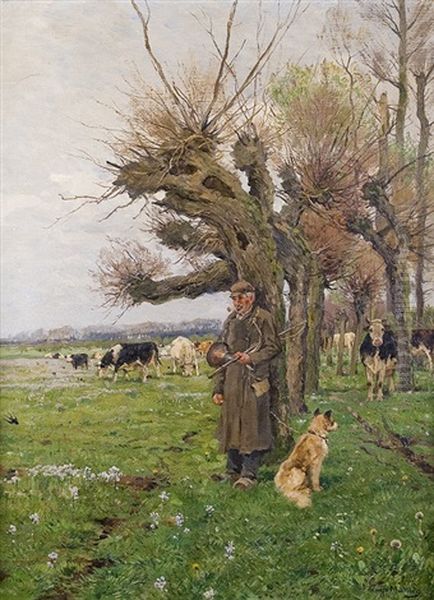 On The Meadow Oil Painting by Hugo Muehlig