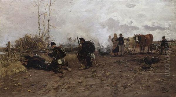 Im Manover Oil Painting by Hugo Muehlig