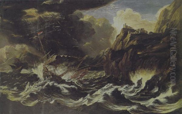 Tempesta Con Costa Marina E Barche Oil Painting by Pieter Mulier the Younger