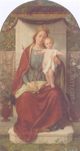 Madonna And Child Oil Painting by Andreas Johann Jakob Mueller