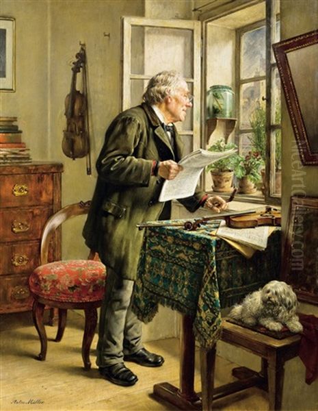 Good News Oil Painting by Anton Mueller