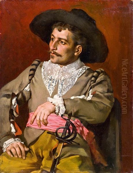 Herrenportrait Oil Painting by Anton Mueller