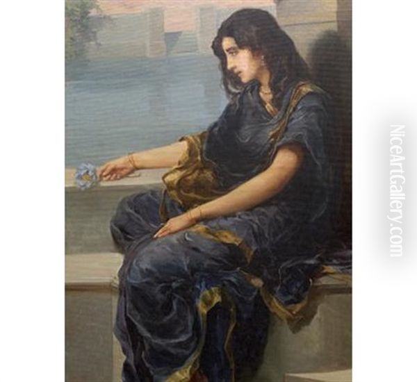 Lady Seated By A Lake Oil Painting by Archibald Herman Muller