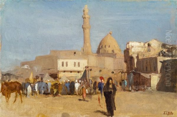 Markt In Kairo Oil Painting by Carl Leopold Mueller