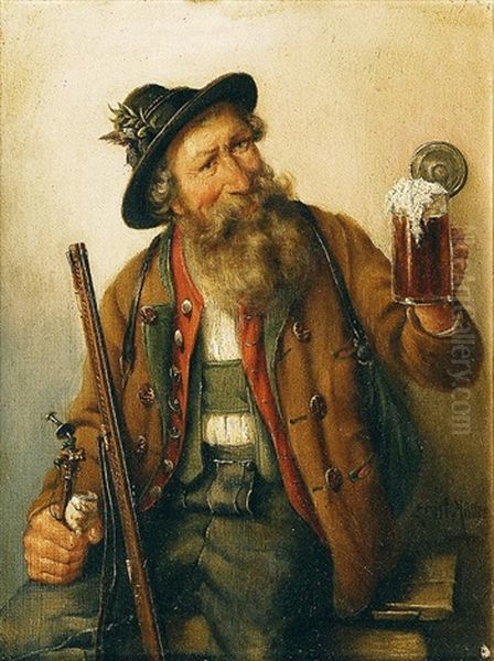 Bartiger Bayer Mit Bierkrug Oil Painting by Ernst Immanuel Mueller