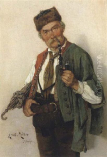 Rauchender Bauer Oil Painting by Ernst Immanuel Mueller