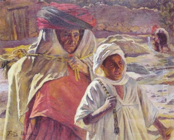 La Source Rouge A Bou-saada Oil Painting by Fritz Muller