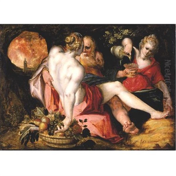 Lot And His Daughters Oil Painting by Jan Muller