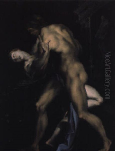 L'enlevement D'une Sabine Oil Painting by Jan Muller