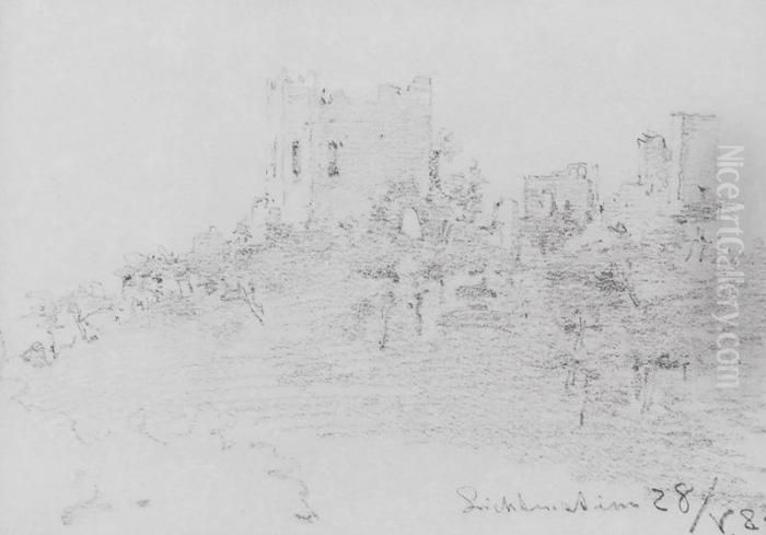 Ruiny Zamku W Lichtensteinie Oil Painting by Anna Bilinska-Bohdanowicz