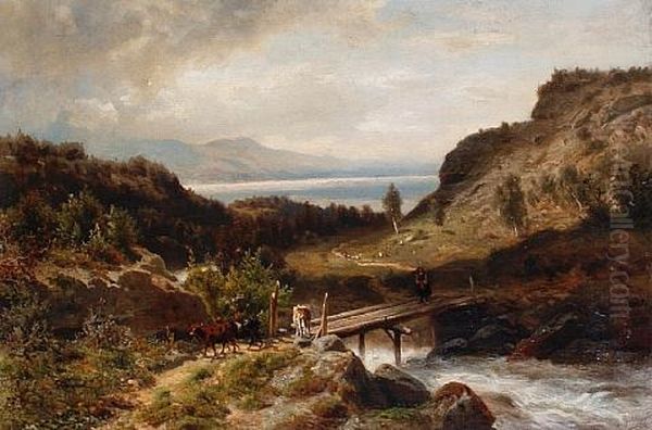 Crossing The Bridge Oil Painting by Morten Mueller