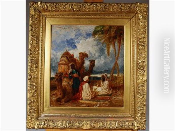 Le Repos Du Caravanier Oil Painting by William James Mueller