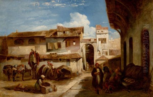 Middle Eastern Scene Oil Painting by William James Mueller