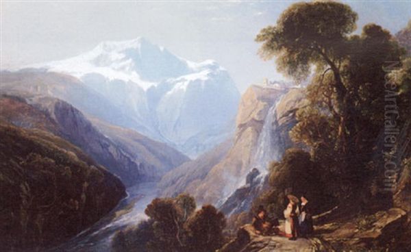 Scene On The Via Mala, Switzerland Oil Painting by William James Mueller