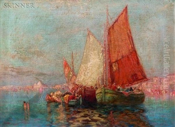 Venetian Sailboats Oil Painting by Carl Mueller