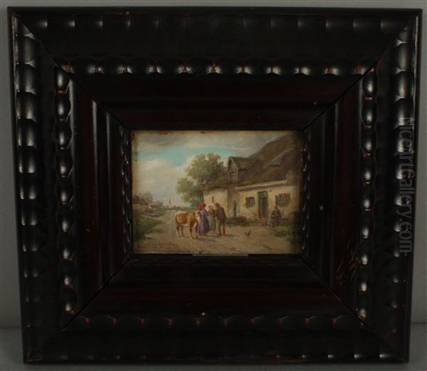 Begegnung Auf Der Dorfstrase Oil Painting by Ludwig Mueller-Cornelius