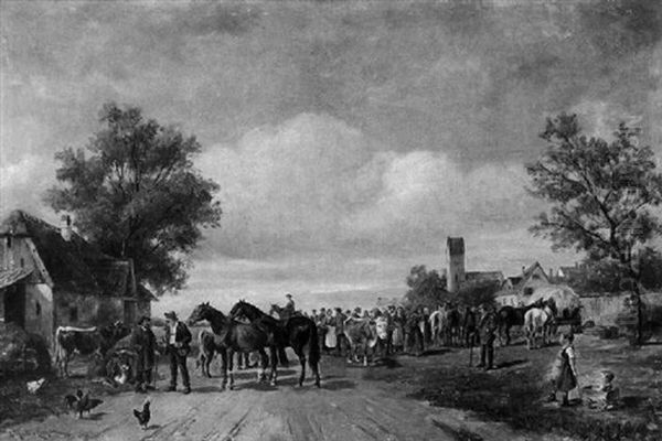 Der Pferdemarkt Oil Painting by Ludwig Mueller-Cornelius