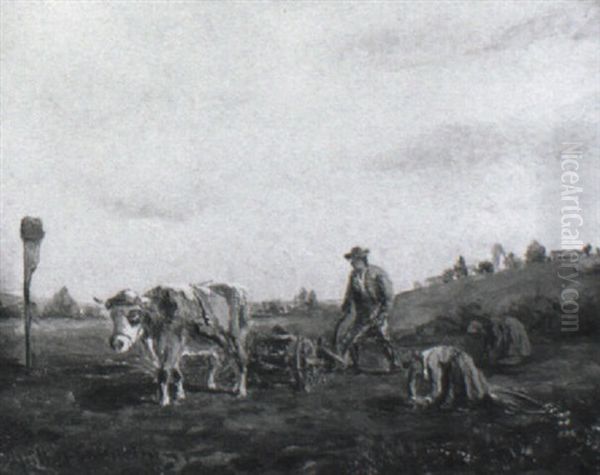 Bauern Bei Der Kartoffelernte Oil Painting by Ludwig Mueller-Cornelius