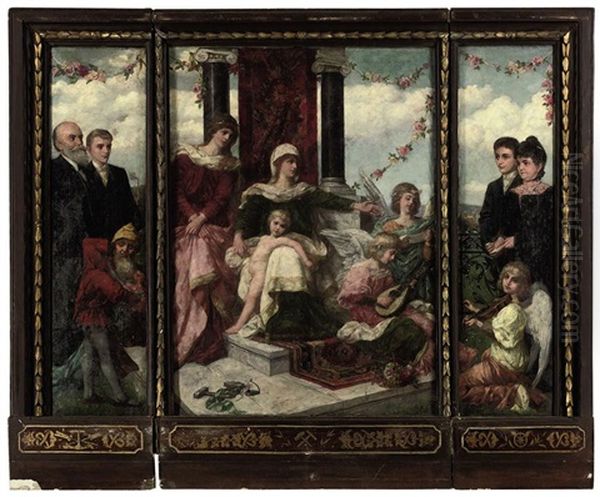 A Family Altarpiece Oil Painting by Victor Mueller-Garanta