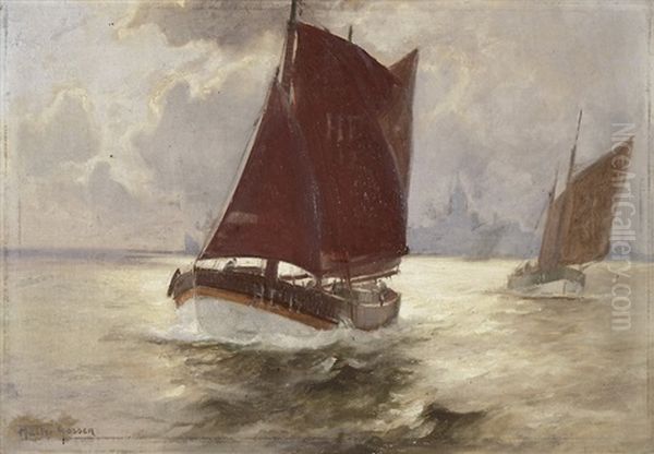 Segelschiffe Oil Painting by Franz Mueller-Gossen