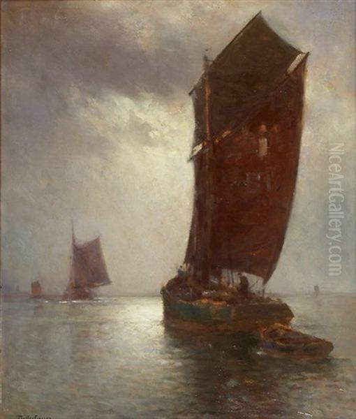 Au Large De Flessinge (belgique) Oil Painting by Franz Mueller-Gossen