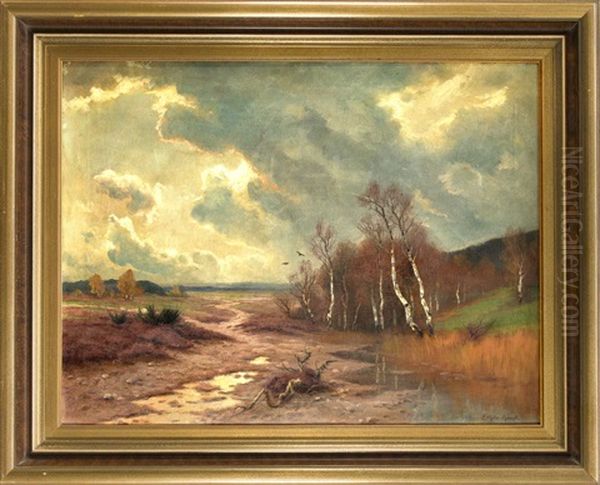 Weite, Norddt. Heidelandschaft Unter Abziehendem Gewitter Oil Painting by Paul Mueller-Kaempff