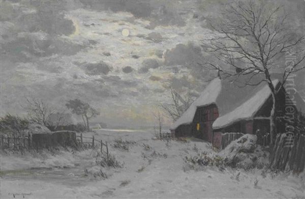 Winterliche Dorflandschaft Oil Painting by Paul Mueller-Kaempff