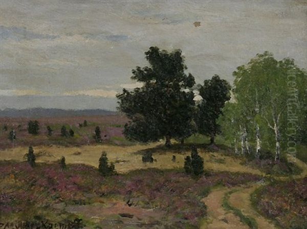 Heidelandschaft Mit Birken- Und Weiterer Baumgruppe Oil Painting by Paul Mueller-Kaempff