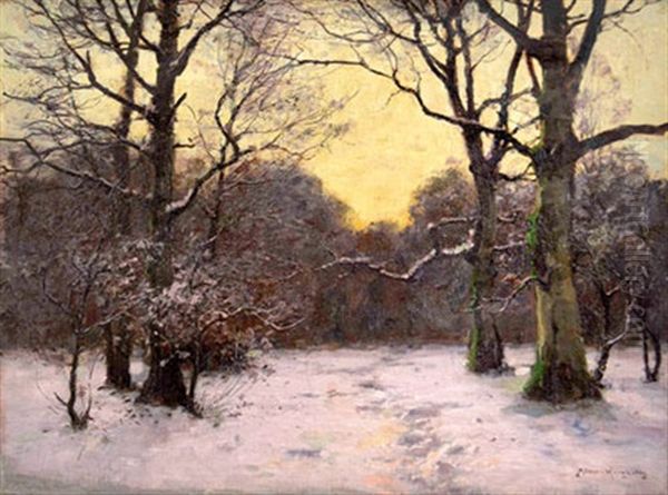 Winterwald Oil Painting by Konrad Alexander Mueller-Kurzwelly