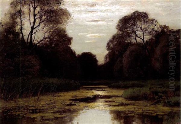 Abend Am Waldsee Oil Painting by Konrad Alexander Mueller-Kurzwelly